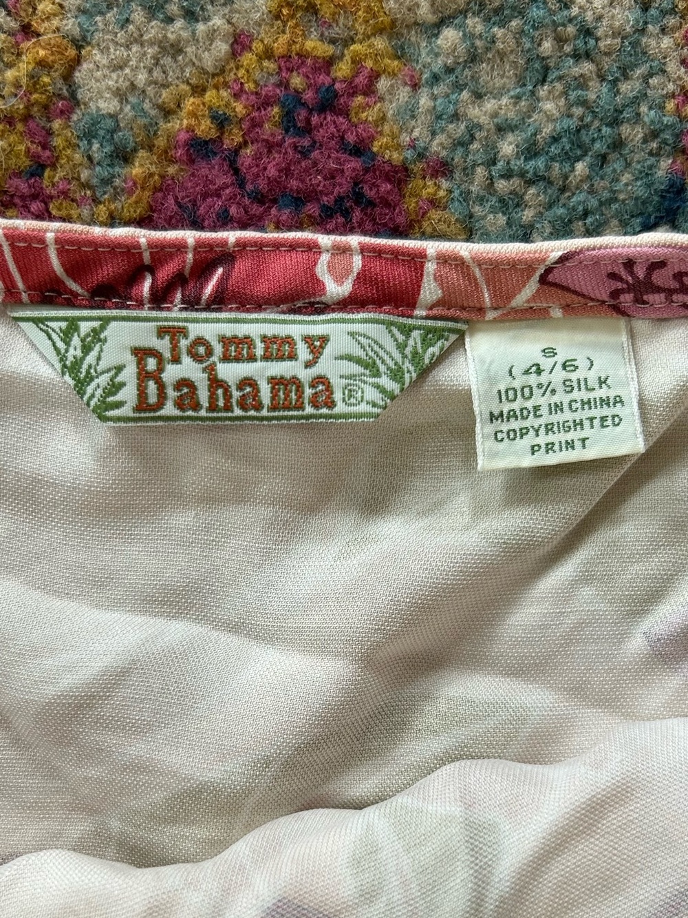 Tommy Bahama | Women’s Peach/Multicolor Floral 100% Silk Faux Wrap Maxi Skirt S - Picture 10 of 11